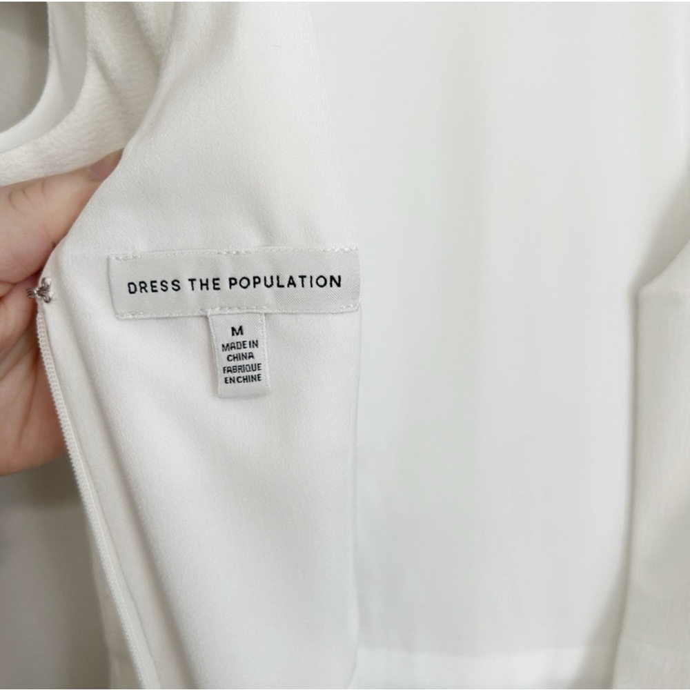 Dress the Population Livia Fit and Flare Dress in Ivory Bride Bridal A Line - Picture 9 of 11